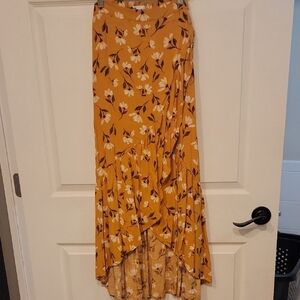 Sonoma Mustard Floral Maxi Skirt